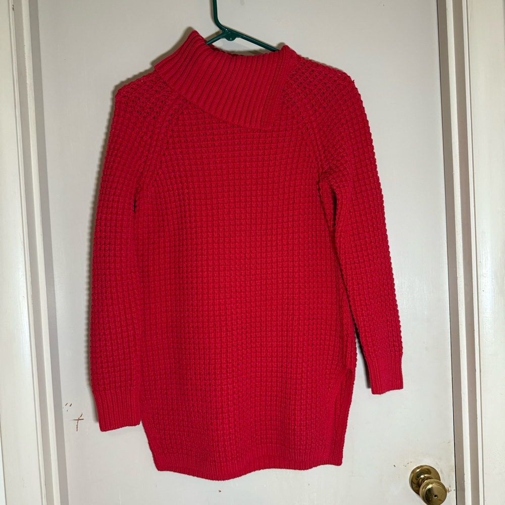 Lands End Red Fold Down Collar Sweater - Size XS Petite